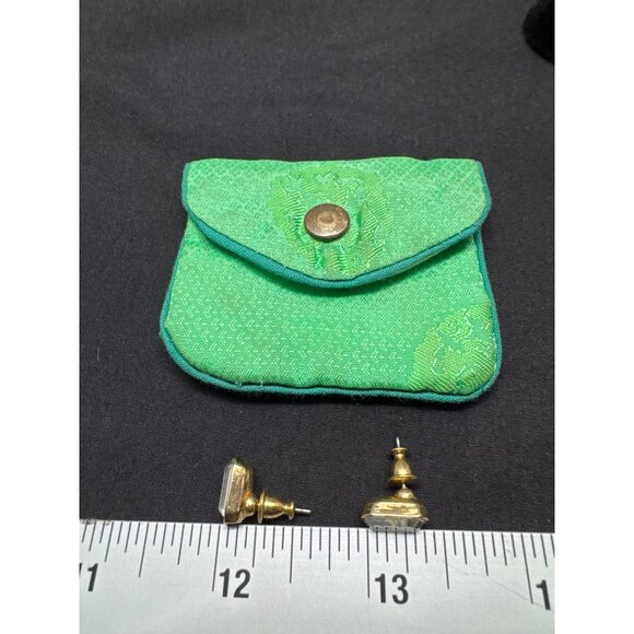 Vintage Monet Gold-Tone Crystal Octagon Stud Earrings Art Deco - Picture 6 of 8